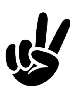 Black and white illustration of peace sign.